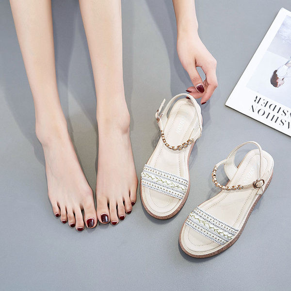 Naiste platvormsandaalid tekstiilist rihmaga