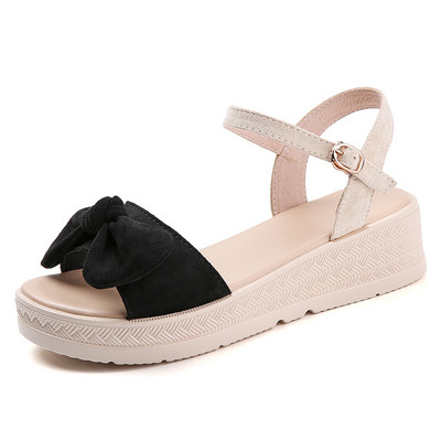 Ženske sandale od eko brušene kože sa visokom platformom 5 cm i trakom