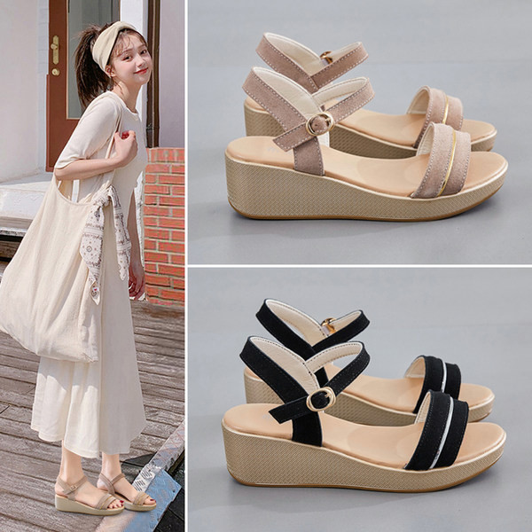 Naiste platvormiga sandaalid ja seemisnahast rihmad - mitu mudelit