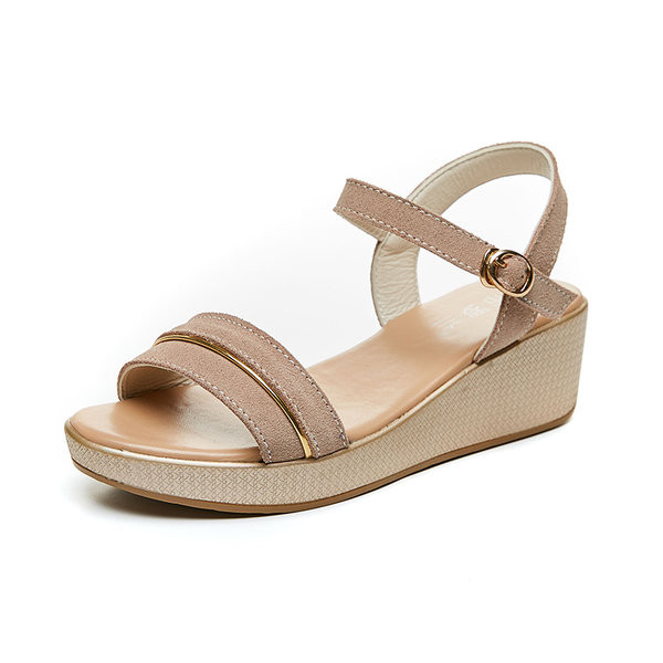 Naiste platvormiga sandaalid ja seemisnahast rihmad - mitu mudelit