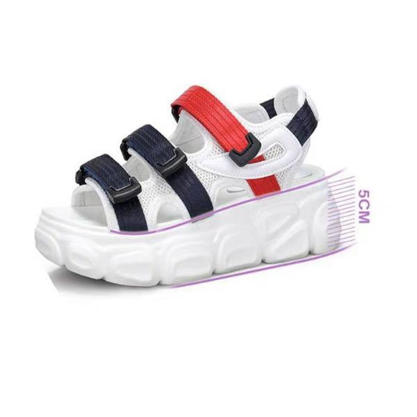 Ženske sandale s grubim potplatom i tekstilnim remenom