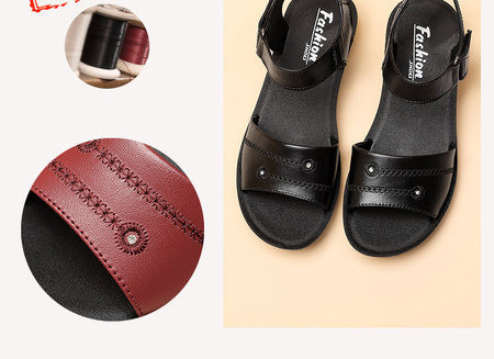 Nahast rihma ja takjapaelaga naiste sandaalide uus mudel