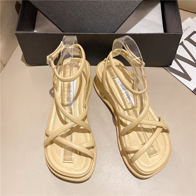 Ženske sandale s visokom platformom 5 cm i metalnom kopčom