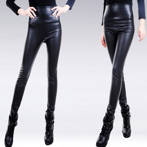 Μοντέρνο γυναικείο έκο δερμάτινο κολάν με ψηλή μέση