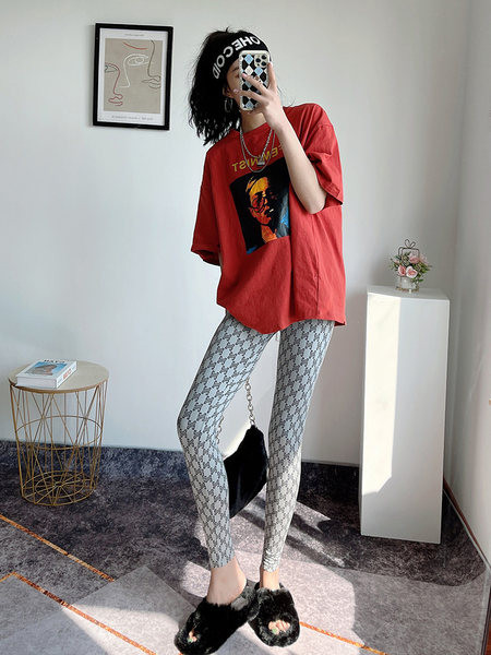 Naiste pikad ruudulised kõrge vöökohaga retuusid