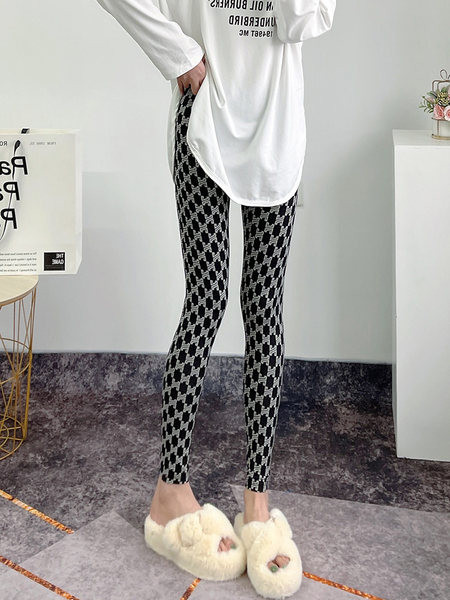 Naiste pikad ruudulised kõrge vöökohaga retuusid