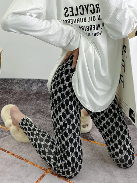 Naiste pikad ruudulised kõrge vöökohaga retuusid