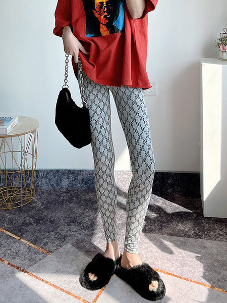 Naiste pikad ruudulised kõrge vöökohaga retuusid