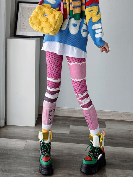 Γυναικείο χρωματιστό κολάν με ψηλή μέση σε τρία χρώματα