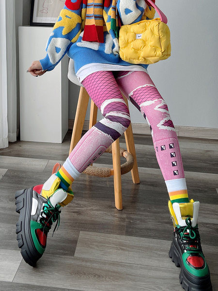 Γυναικείο χρωματιστό κολάν με ψηλή μέση σε τρία χρώματα