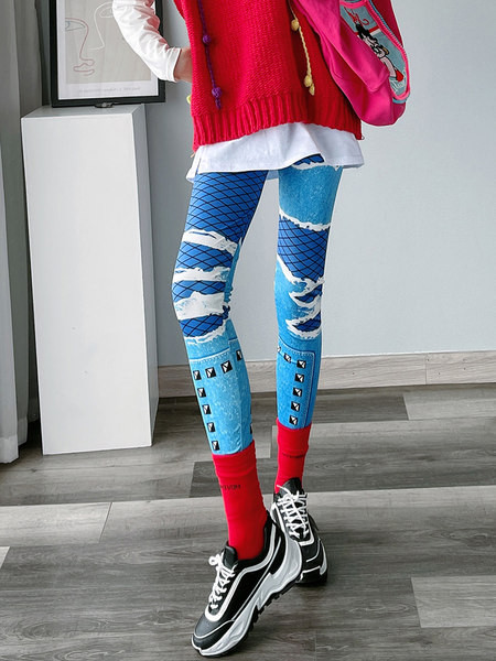 Γυναικείο χρωματιστό κολάν με ψηλή μέση σε τρία χρώματα