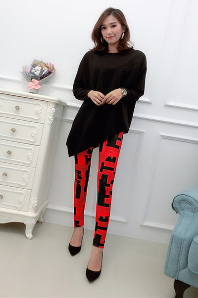 Värvilised kõrge vöökoha ja värvitrükiga naiste retuusid