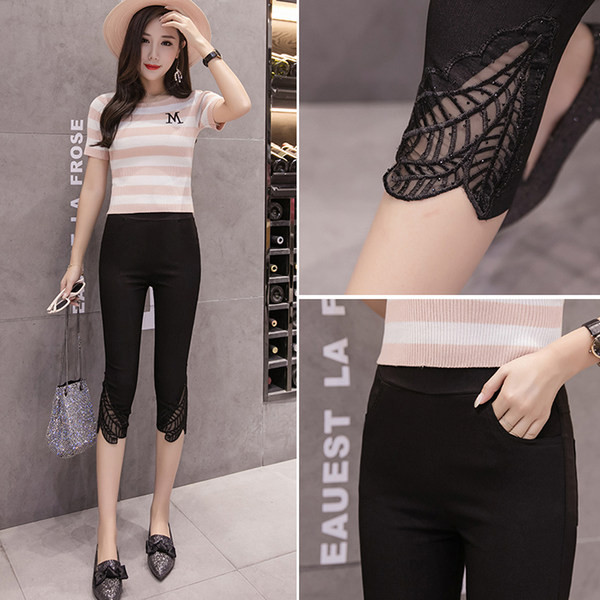 Ženske tajice s čipkom - 7/8 dužine