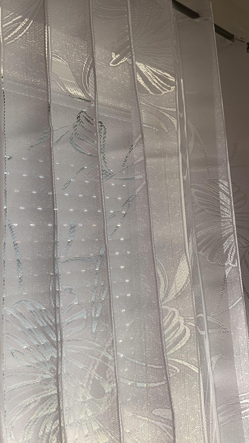 Комплект Твърди Пердета с отвори за корниз Demeter, твърда дантела  180 х 170 + 180x250 cm, 100% Полиестер, Бял