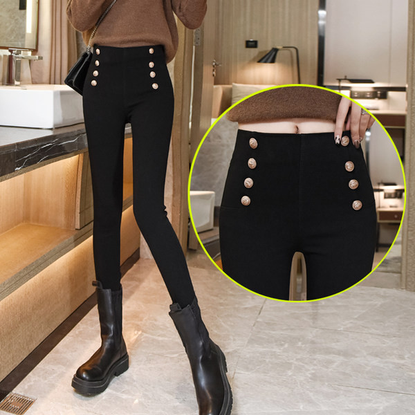 Naiste liibuvad kõrge vöökoha ja nööpidega retuusid