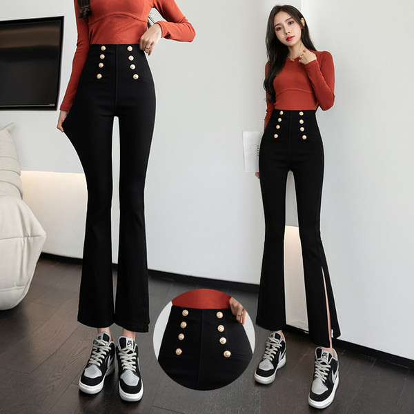 Novi model ženskih tajica na dugmad u crnoj boji