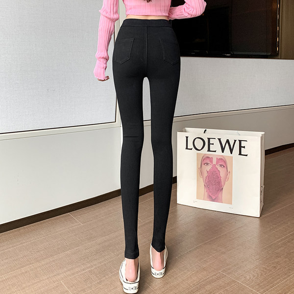 Uue mudeli naiste elastsed retuusid kõrge vöökoha ja metallist vööga