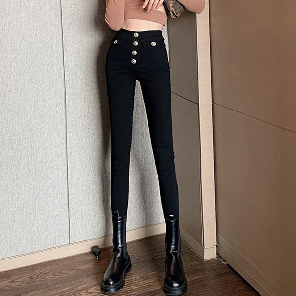 Igapäevased kõrge vöökohaga naiste retuusid – musta värvi