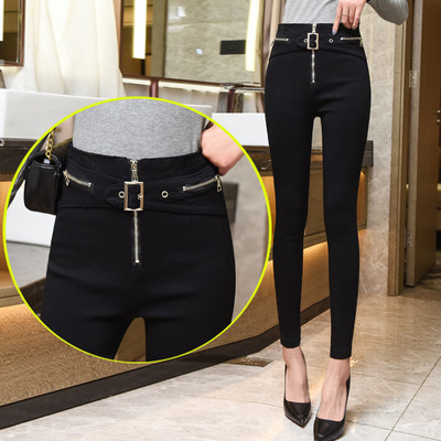 Jambiere de dama moderne cu fermoar - culoare neagra