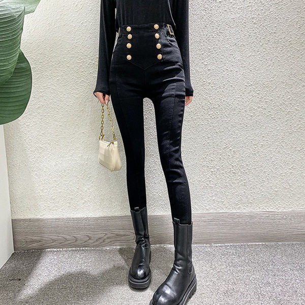 Uue mudeli naiste retuusid nööpide ja kõrge vöökohaga