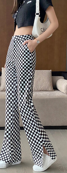 Igapäevased lõhikutega naiste ruudulised retuusid