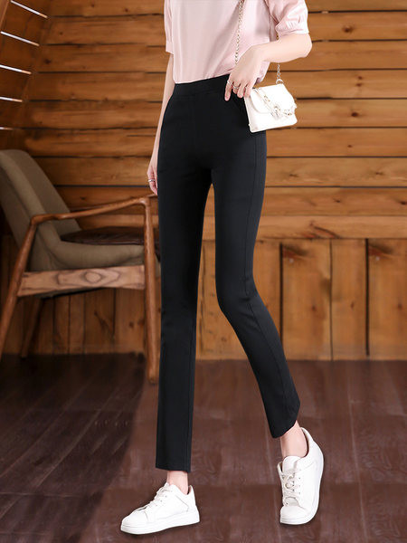 Εφαρμοσμένο γυναικείο κολάν  ψηλόμεσο - μαύρο χρώμα