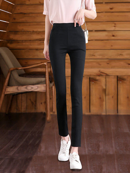 Εφαρμοσμένο γυναικείο κολάν  ψηλόμεσο - μαύρο χρώμα