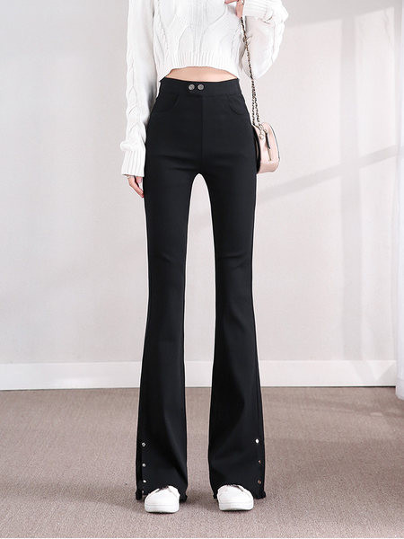 Uus mudel lõhikutega naiste lõikekiilu - musta värvi