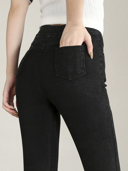 Naiste elastsed retuusid kõrge vöökoha ja tikitud tekstiga