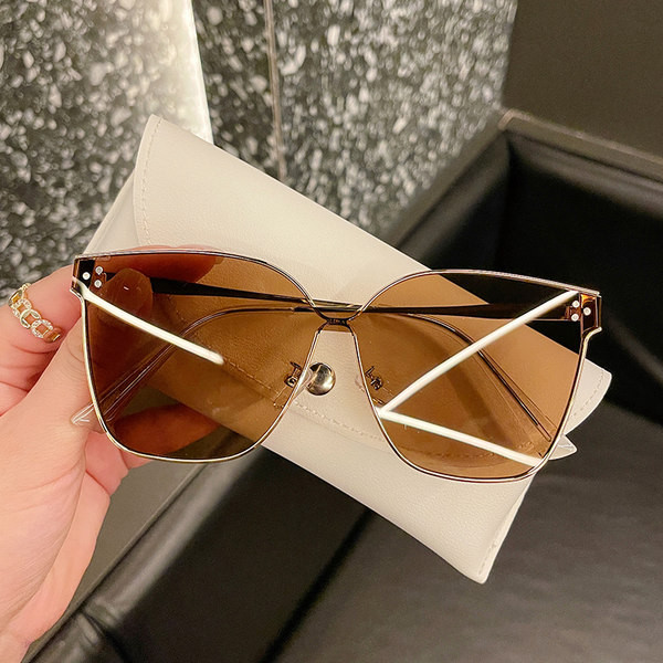 Įprasti moteriški akiniai nuo saulės su metaliniu plonu rėmeliu