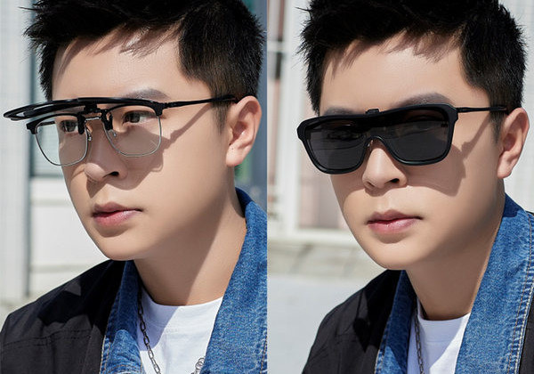 Meeste klamber värviliste klaasidega prillidele