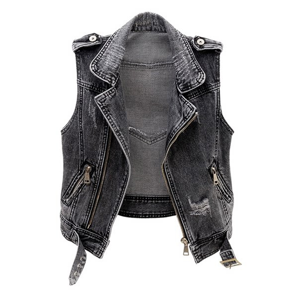 Juodos ir baltos spalvos moteriška liemenė su užtrauktuku