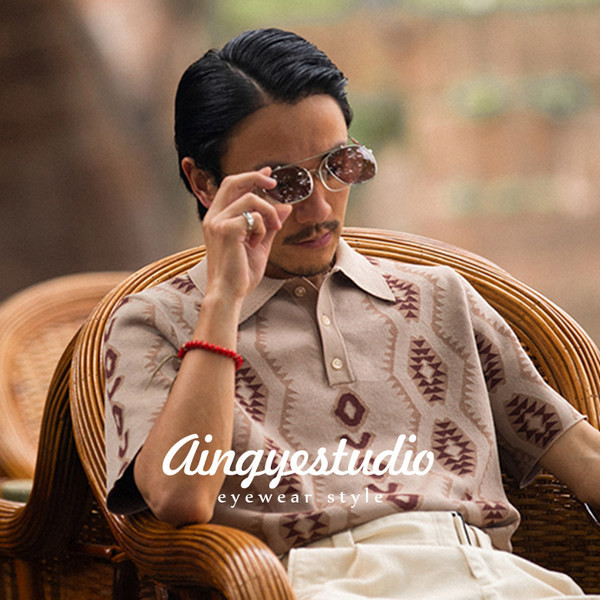 Ανδρικά γυαλιά ηλίου δύο στρώσεων με λεπτό μεταλλικό σκελετό