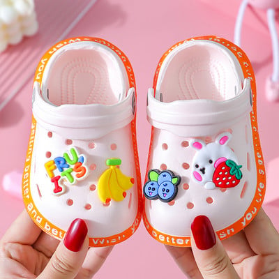 Rubber children`s slippers with applique - several colors