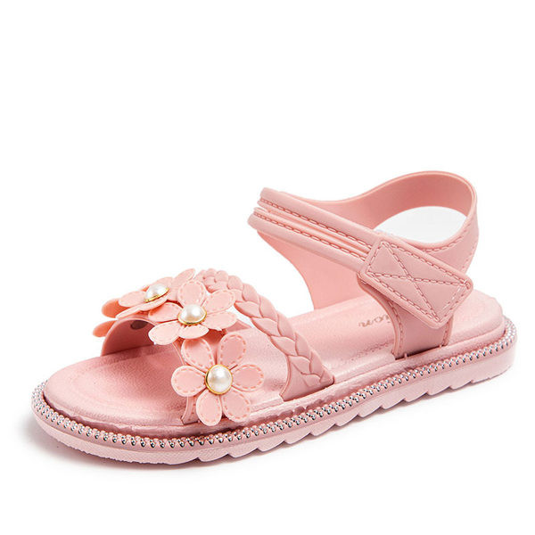 Детски сандали с лепенки в три цвята и равна подметка 