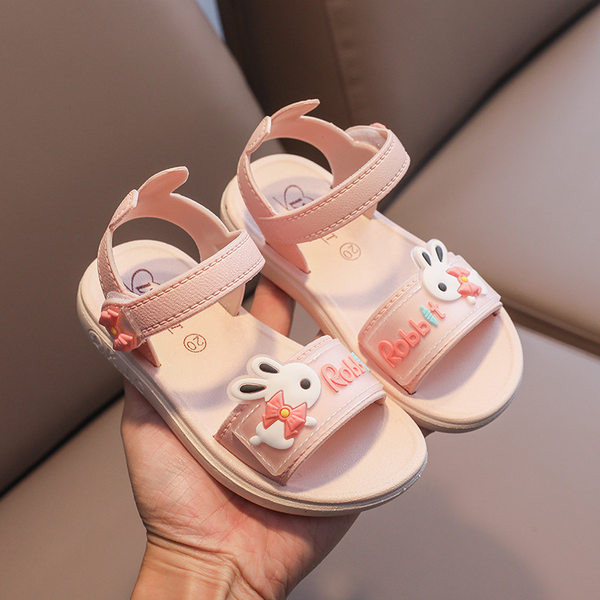 Детски сандали с апликация в розов и лилав цвят