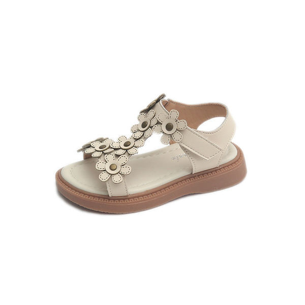 Детски сандали за момичета от еко кожа и 3D цветя