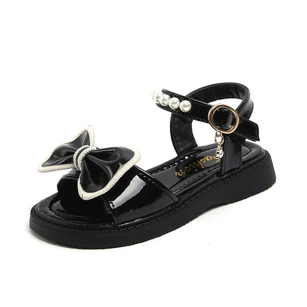 Детски сандали с перли и панделка
