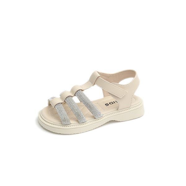 Детски сандали за момичета с велкро закопчаване и декоративни камъни