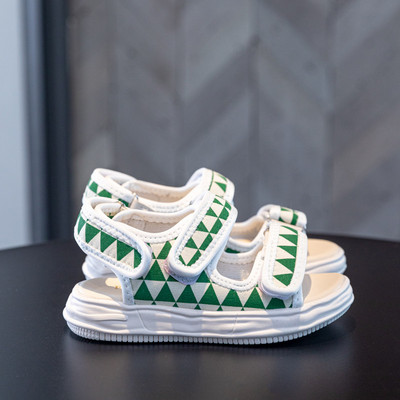 Нов модел детски сандали с шарка -бял и черен цвят