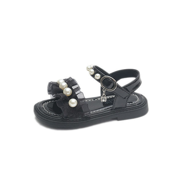 Детски сандали с тюл и перли