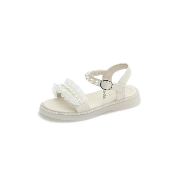 Įprastos vaikiškos basutės su tiuliu ir perlais mergaitėms