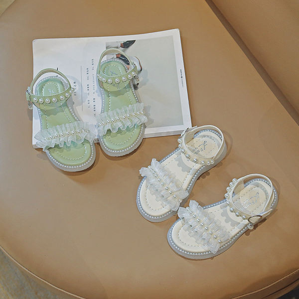 Įprastos vaikiškos basutės su tiuliu ir perlais mergaitėms