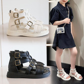 Детски кожени сандали с катарама в два цвята