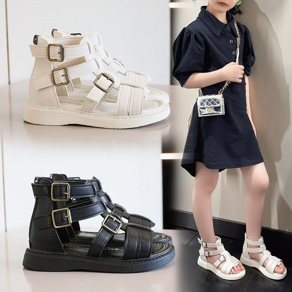 Детски кожени сандали с катарама в два цвята