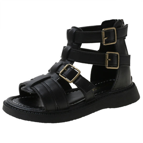 Детски кожени сандали с катарама в два цвята