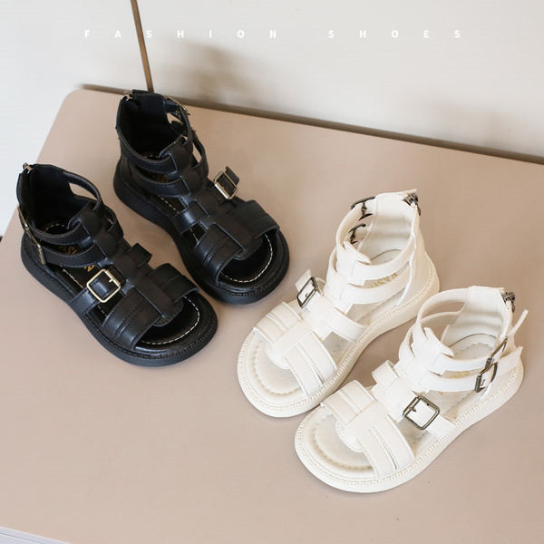 Детски кожени сандали с катарама в два цвята