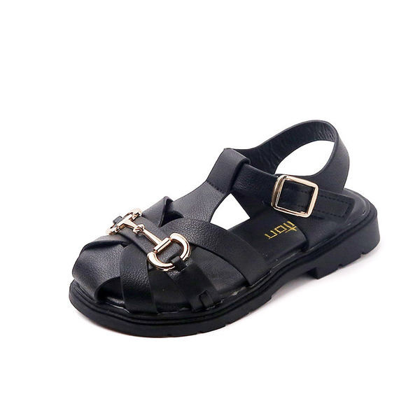 Модерни детски кожени сандали с метален елемент