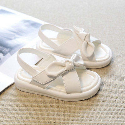 Сандали за момиче с кръстосани каишки и панделка