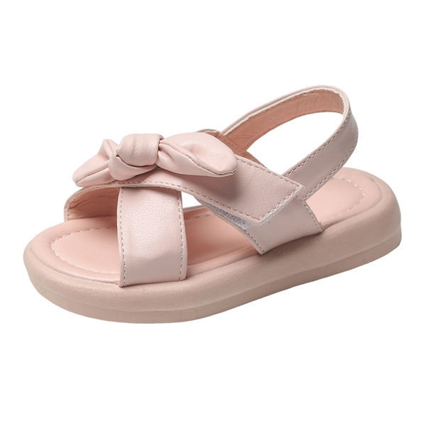 Сандали за момиче с кръстосани каишки и панделка